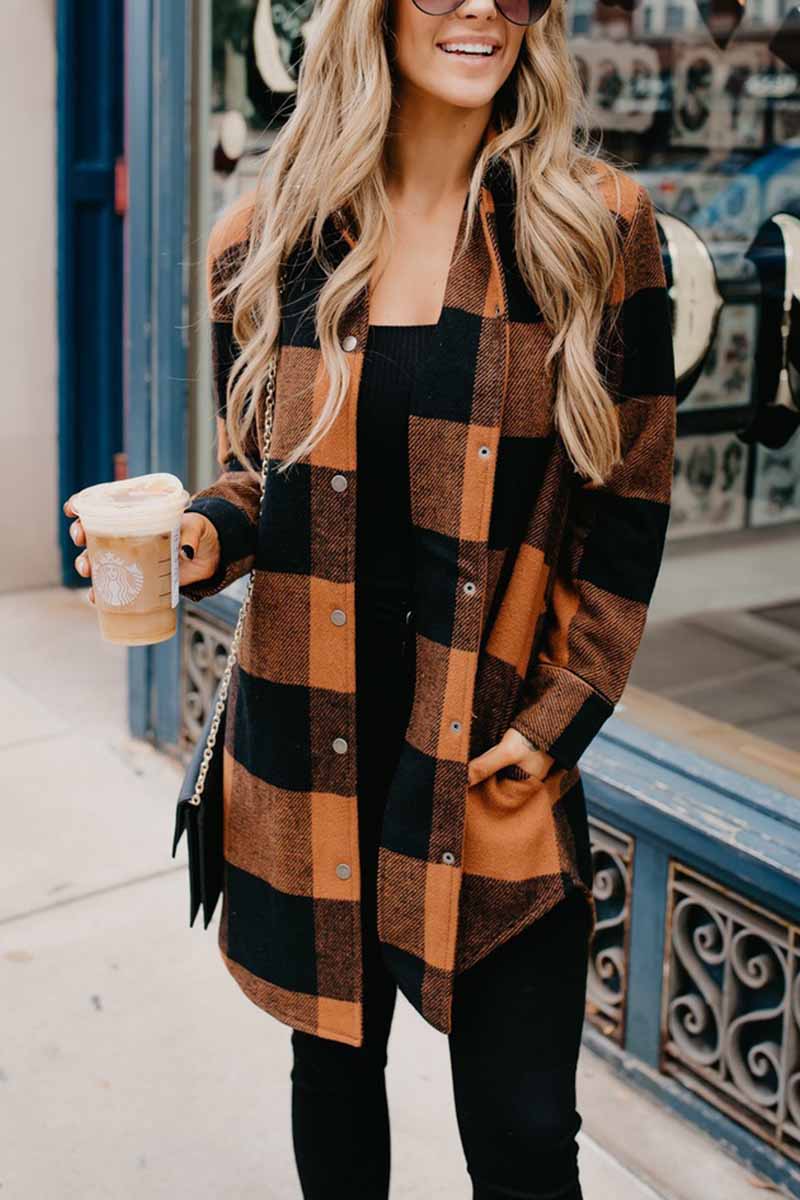 Florcoo Contrast Plaid Coat